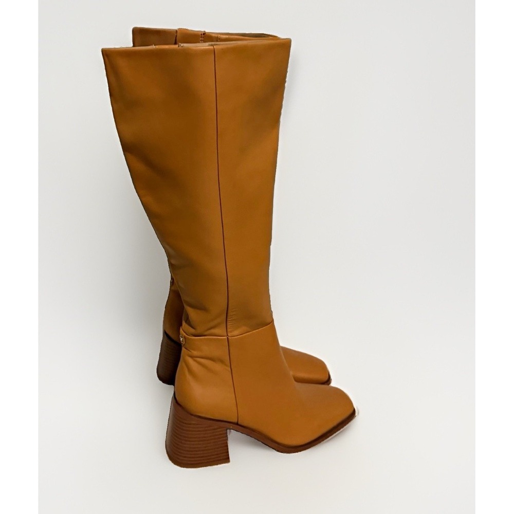 Sam Edelman Wade Caramel Leather Wide Calf Boots 7.5 NWOB